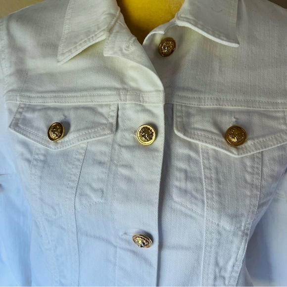 Rare! Versus Versace White Denim Jacket with Gold Lion Buttons, Sz 44 NWOT - Picture 6 of 16